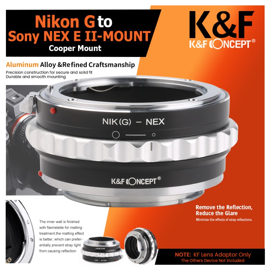 KNF Concept Lens Mount Adapter Nikon G to Sony Nex II E-Mount Cooper