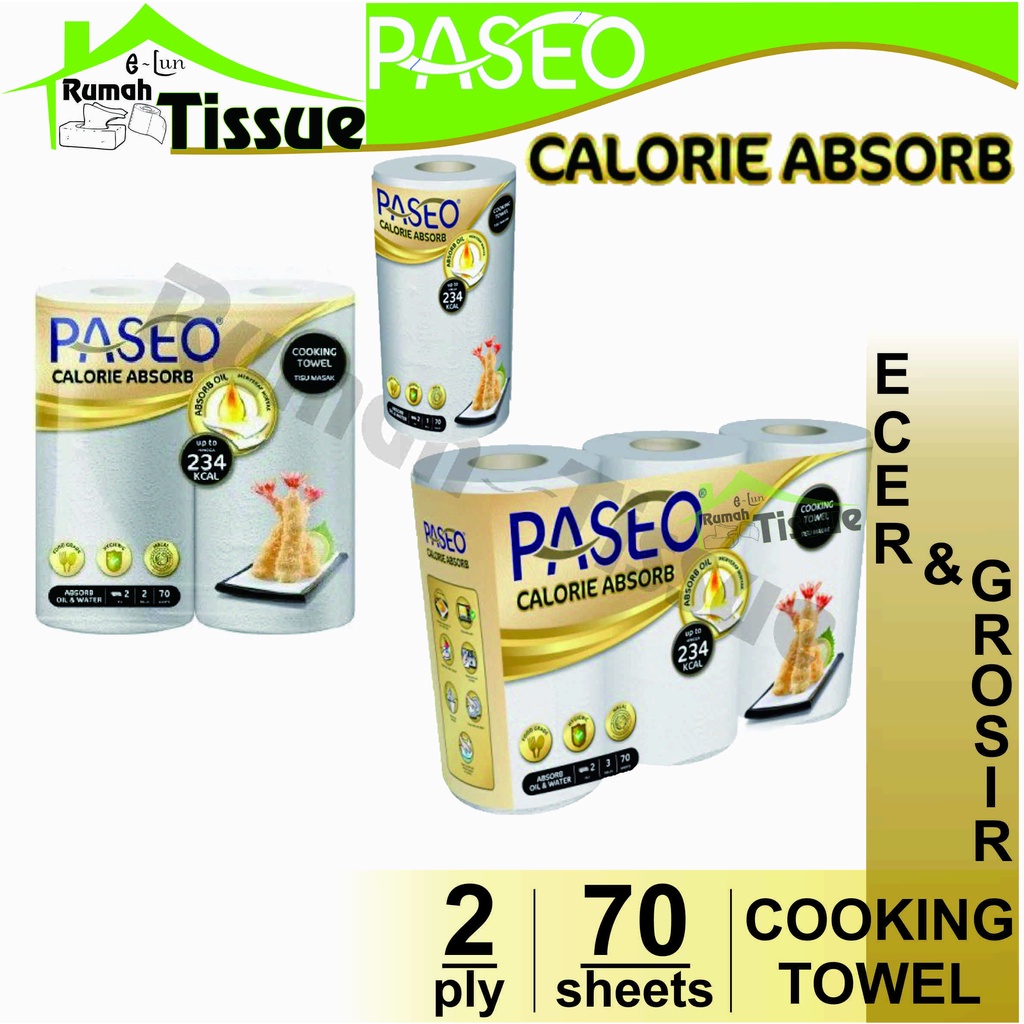 Tisu Paseo Calorie Absorb kemasan 1roll dan 3roll (GROSIR) / Cooking Towel