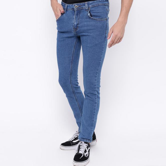 Edwin Celana Jeans Slim Fit Pria Panjang Medium Blue La 02 - Biru, 28