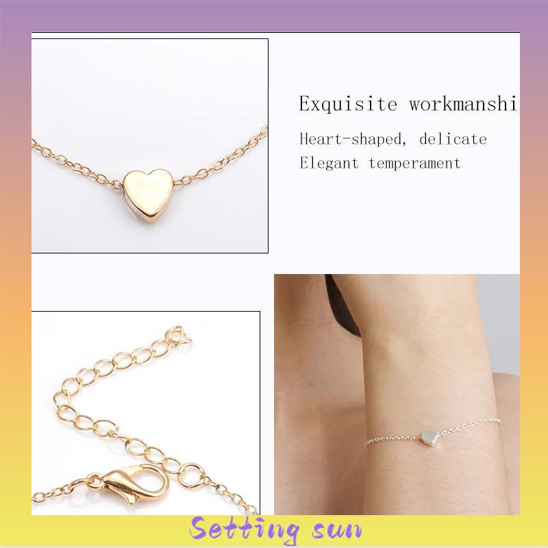 Gelang Bentuk Hati Bahan Alloy Lapis Emas Untuk Wanita  TN