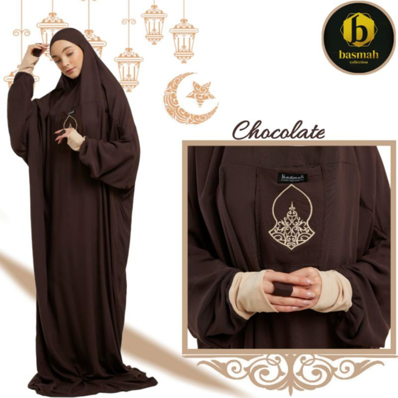 (coklat) MUKENAH MANSET terompah HADROMAUT BASMAH