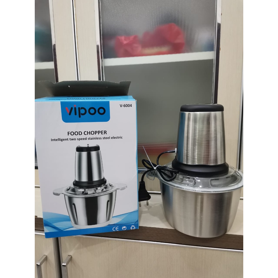 (COD) VIPOO BLENDER ELEKTRIK STAINLESS STEEL Chopper Penggiling Daging 2L