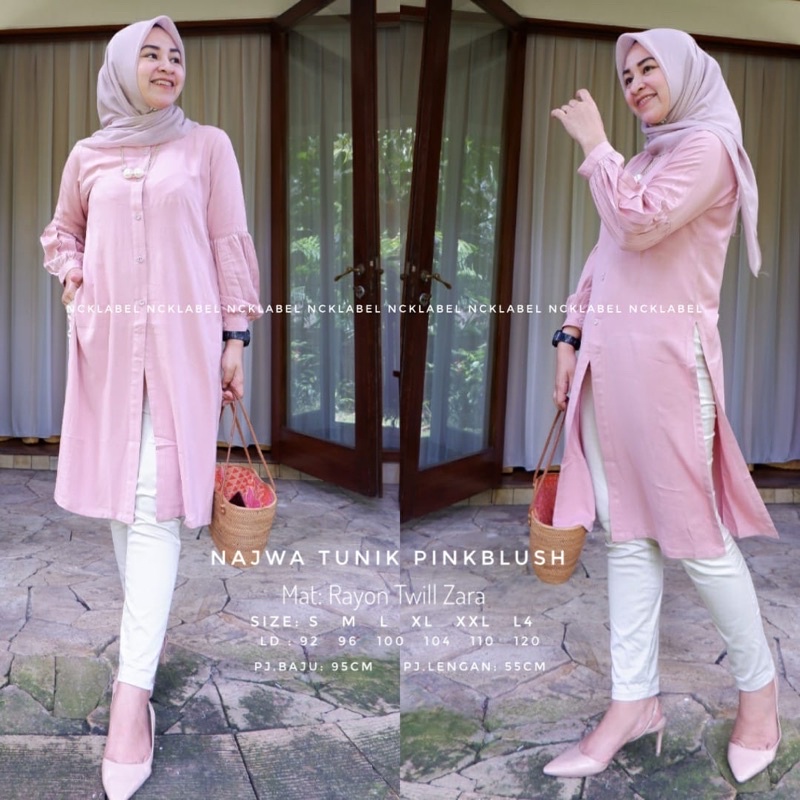Baju Tunik Lebaran Najwa dengan Warna Baru bahan Rayon Twill Zara Superr Adem Ori by NCK Label