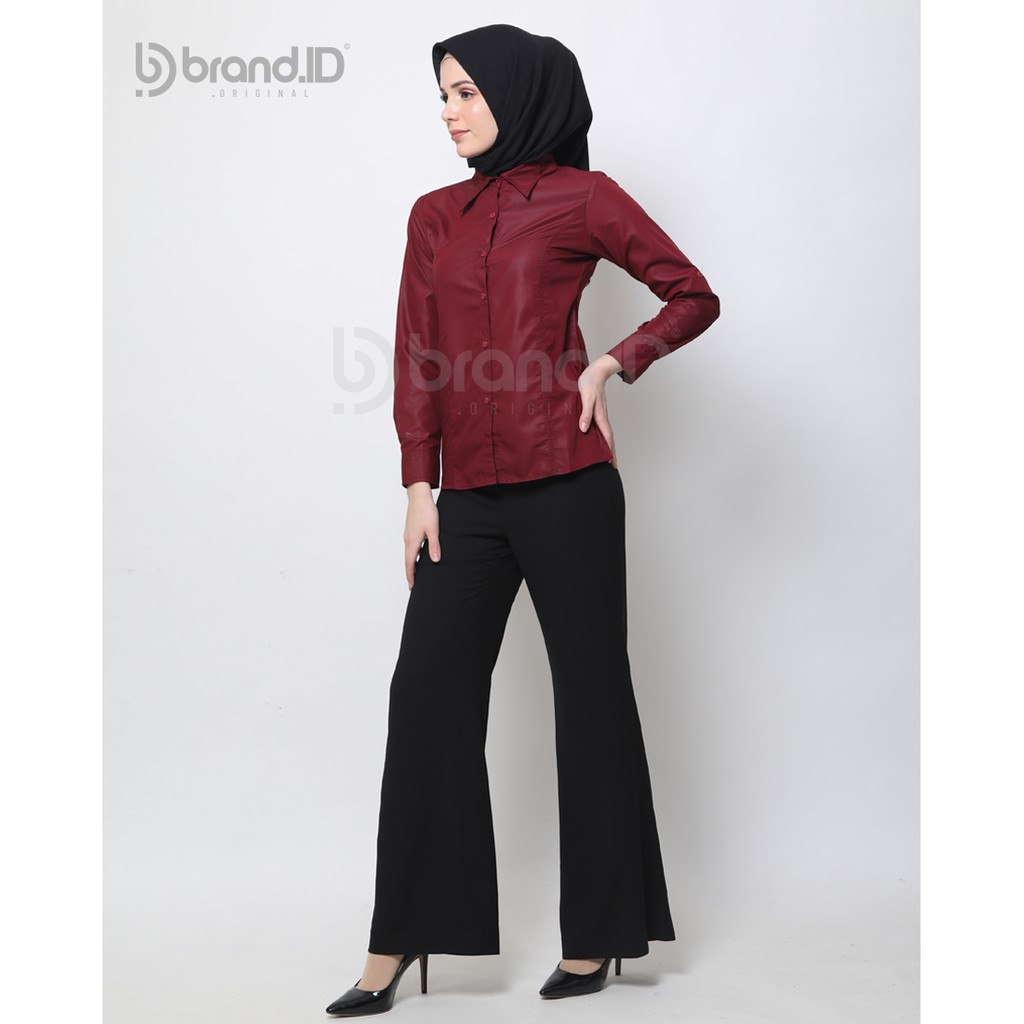 Kemeja Polos Wanita Baju Kantor Lengan Panjang Cewek Formal Atasan Casual Bahan Katun Premium