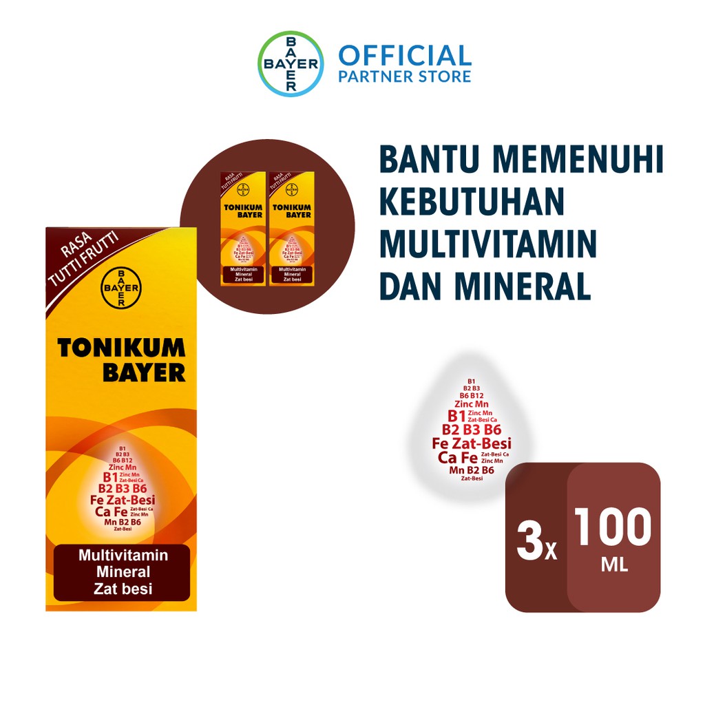 Tonikum Multivitamin, Mineral, dan Zat Besi Rasa Tutti