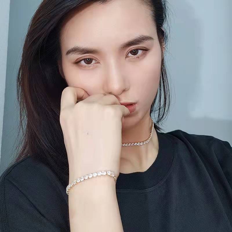 Gelang Serut Adjustable Wanita Imitasi Fashion Berlian Imitasi