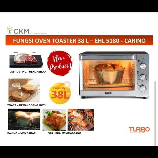 Turbo EHL5180 New Toaster Oven Carino Serba Guna 38L