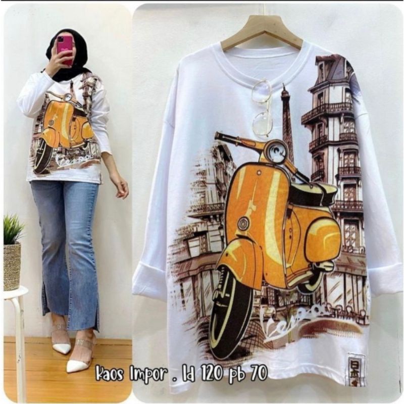 ATASAN KAOS IMPORT VESPA OVERSIZE JUMBO