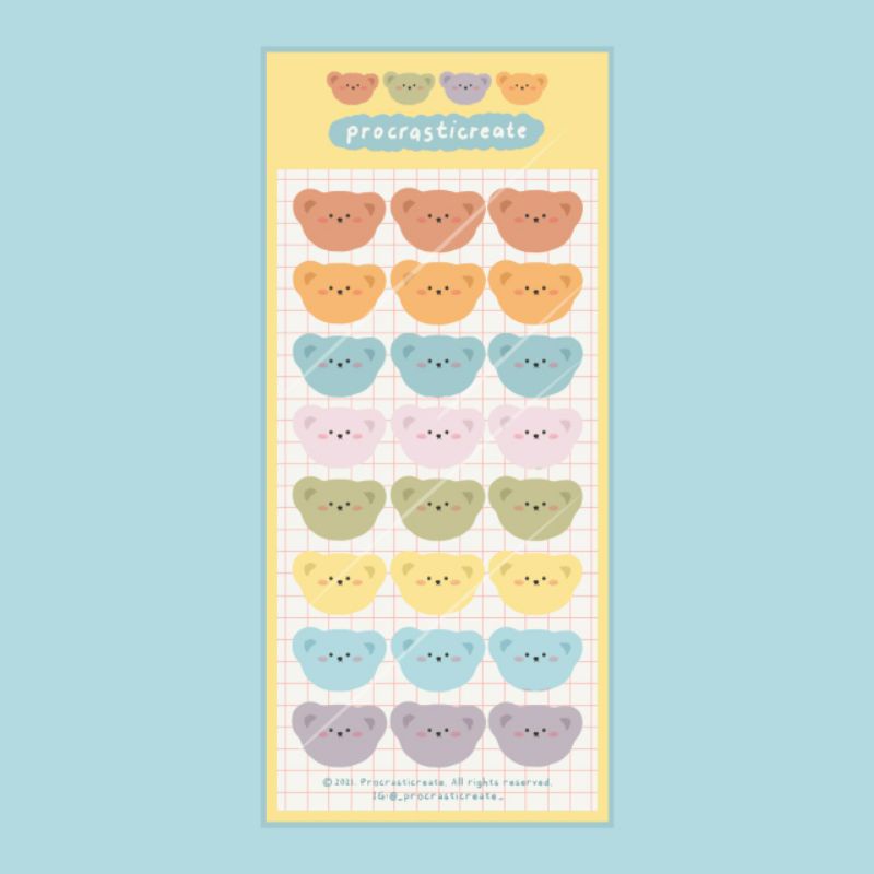 

'Mini Bears' Kiss Cut Diary Journal Sticker Sheet | Procrasticreate