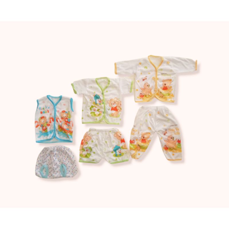 6 PCS PERLENGKAPAN  BAJU BAYI NEWBORN/BAJU BAYI BARU LAHIR / 3 PASANG BAJU BAYI BARU LAHIR