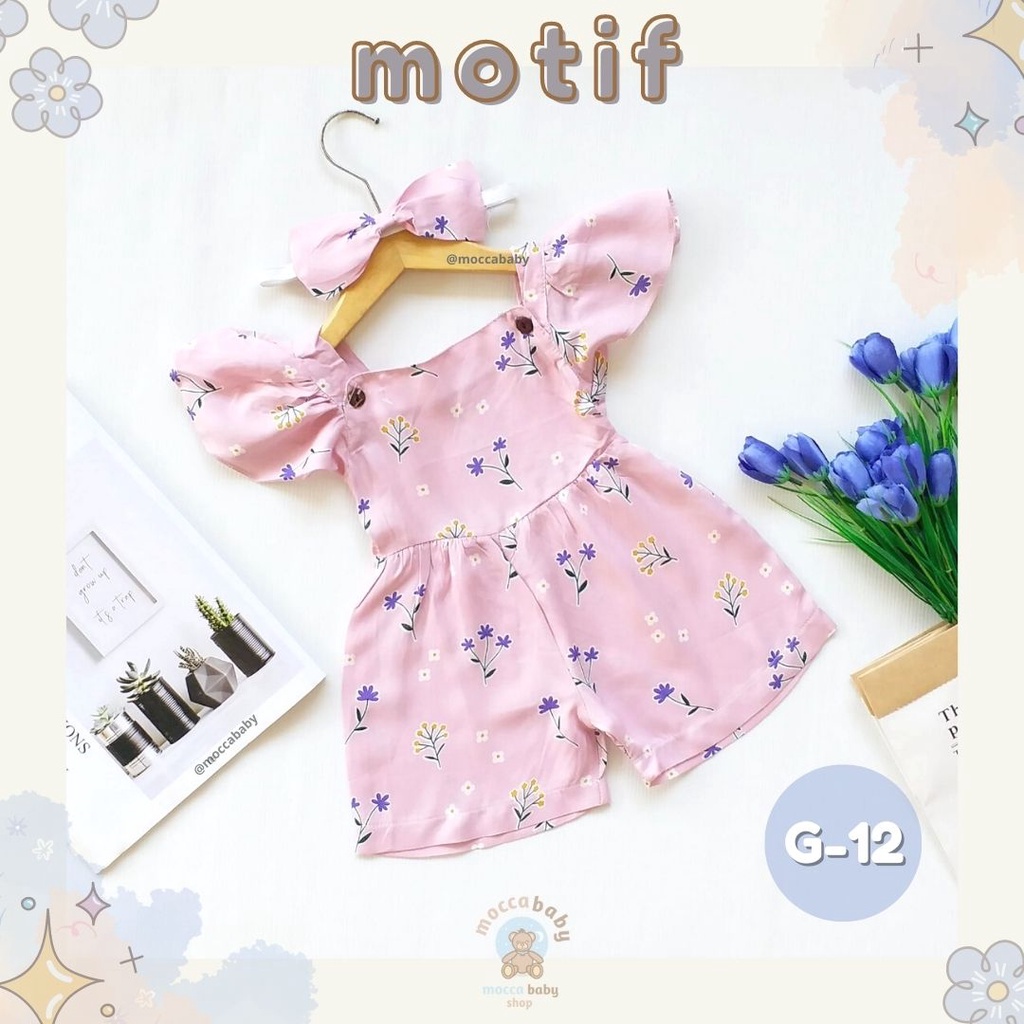 MBSS - BBB JUMPSUIT LAURA setelan anak perempuan jumper bayi motif bunga lucu free headband PART 3