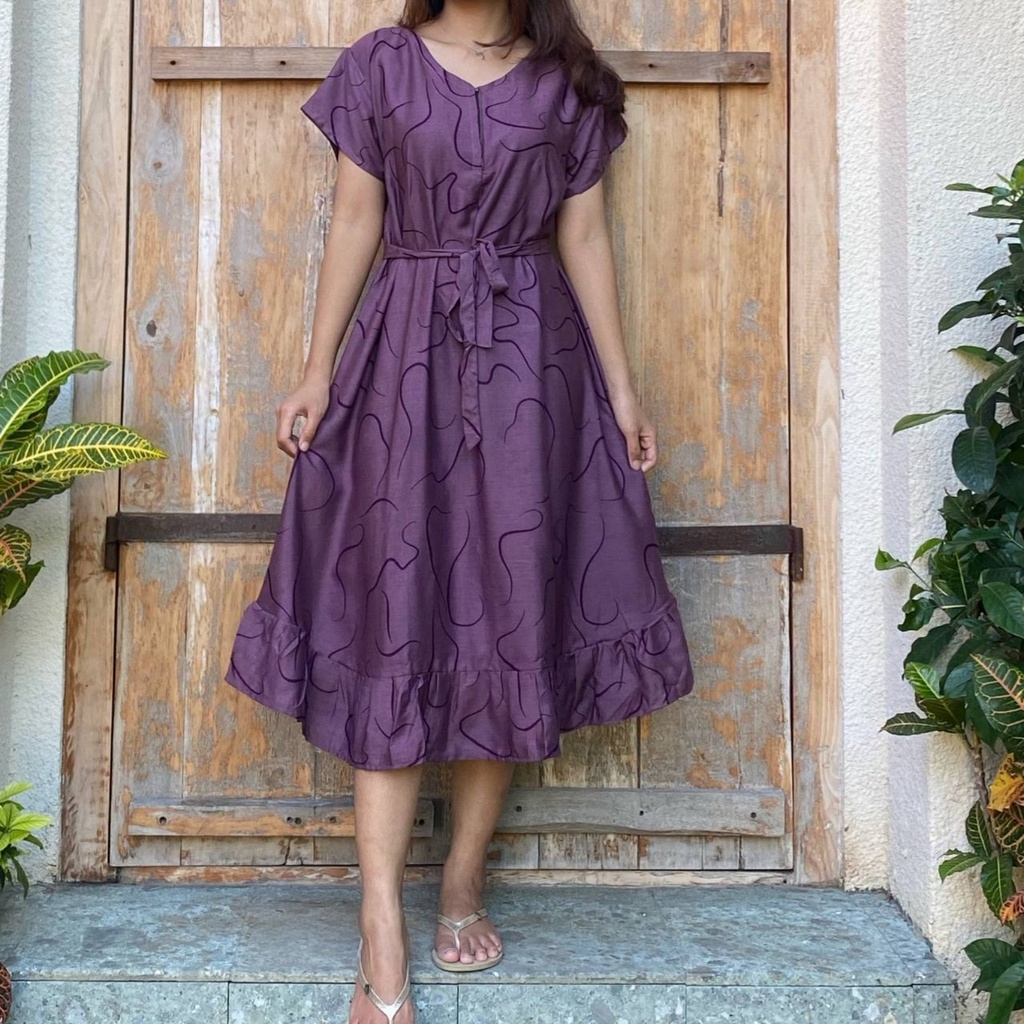 Kiandra - Midi Dress Tali Pinggang