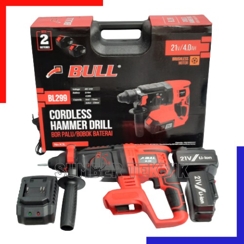 CORDLESS HAMMER DRILL BOR PALU / BOBOK BATERAI BULL BL299