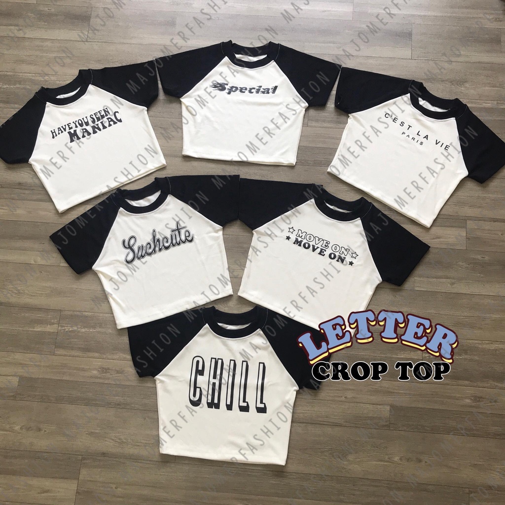 MAJOMER ® | LETTER CROP TOP - KAOS WANITA TULISAN