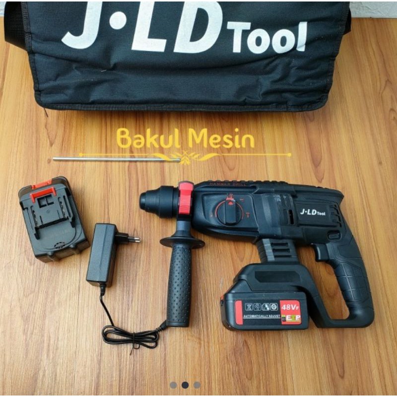 Mesin bor beton baterai cas cordless rotary hammer jld 3 mode 48 volt