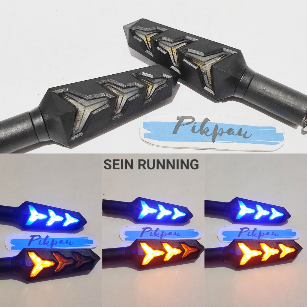 Lampu Motor Sein Panah Universal LED Sen Running Model Panah Terdapat 3 Warna