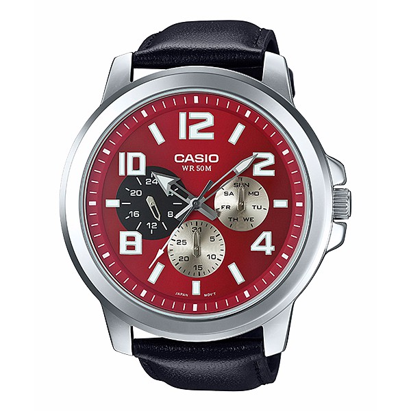 Casio Analog Jam Tangan Pria Kulit Hitam MTP-X300L-4A Original