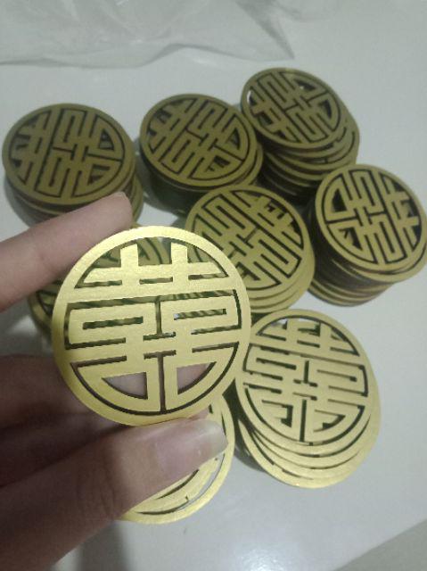 Rs Shuangxi Bulat 5cm Mdf + Duplex Emas / Merah Laser Cutting