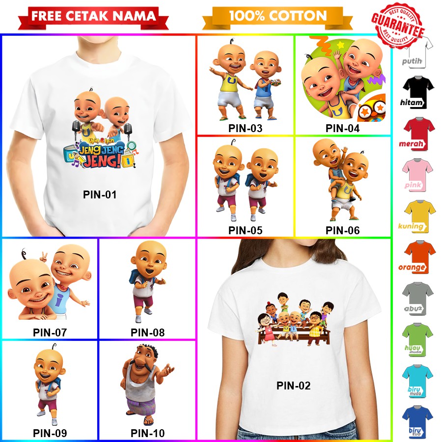 [FREE NAMA!!] Baju Kaos  ANAK UPIN IPIN BANYAK MOTIF