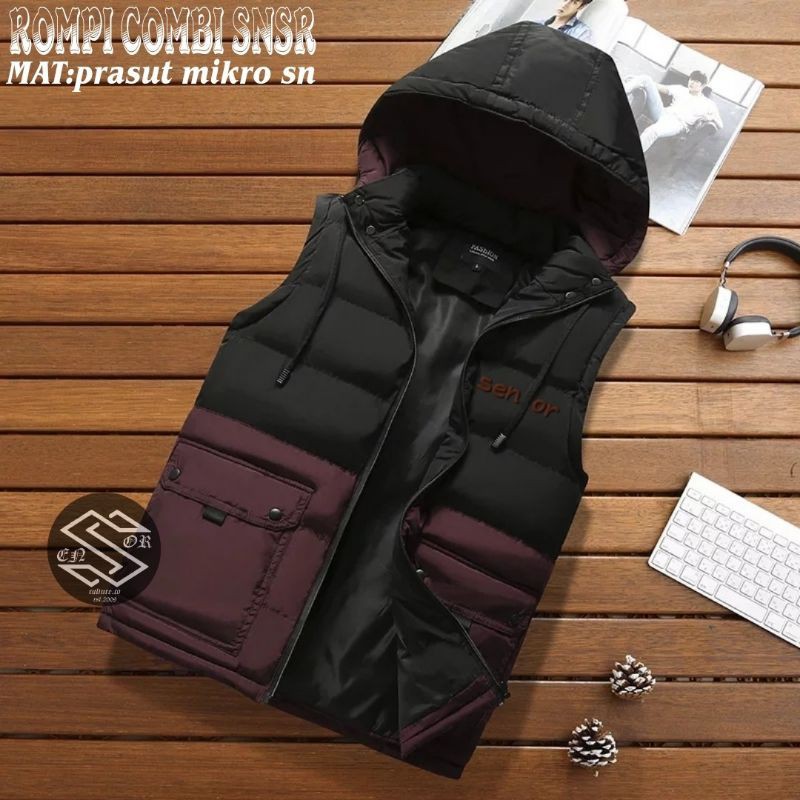 Rompi pria hoddie sensor terbaru premium / Rompi pria combi sensor original trending