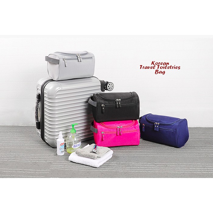 Travelmate Korean Storage Travel Wash Bag / Toiletry &amp; Cosmetic Bag / Tas Kosmetik Side Strap