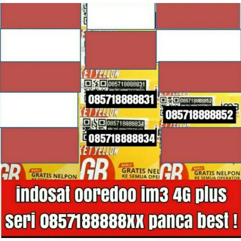 No Cantik Kartu Perdana Im3 Ooredo 4G Indosat Seri Panca Best - Im3