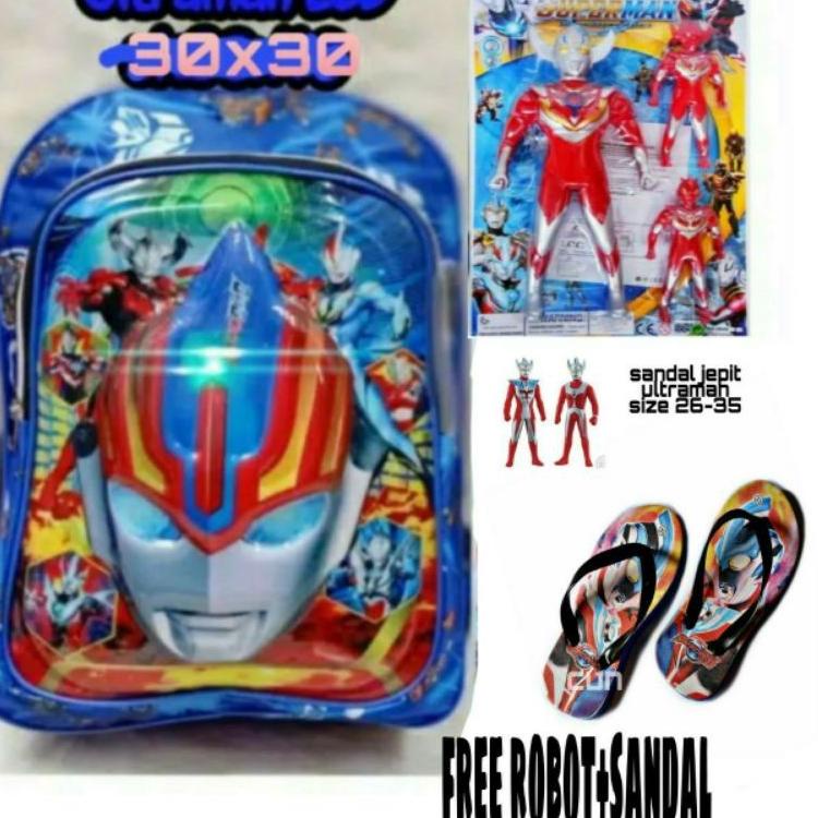 tas ultraman 3in1tas ultraman berhadiah robot ultraman dan sandal size 28-35 • KTS.94