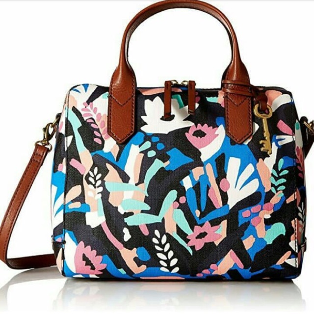 TAS FOSSIL SYDNEY FIONA SATCHEL DARK FLORAL
