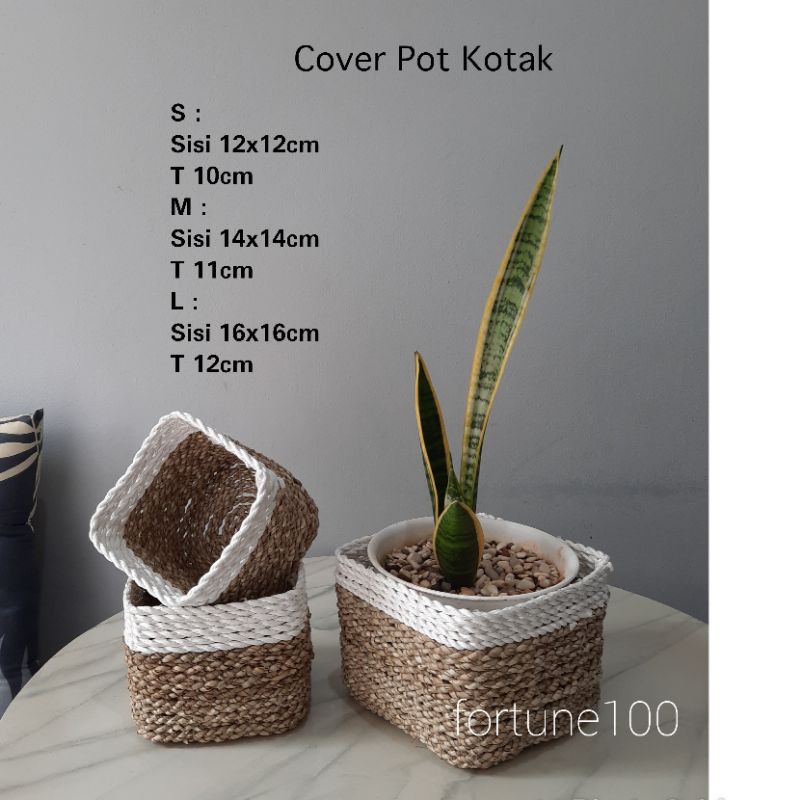 Cover Pot Seagrass Kotak / Keranjang Anyaman / Coverpot Anyam AK01