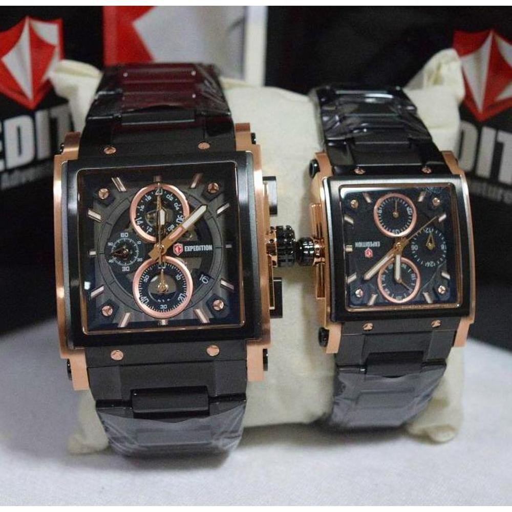 Jam Tangan Couple Expedition E6731 Rose Gold Black Original Murah