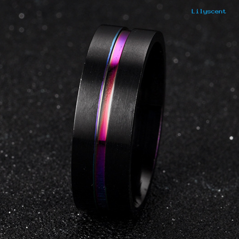 Lilyscent Fashion Unisex Dual Color Thin Multicolor Line-Inside Band Finger Ring Jewelry