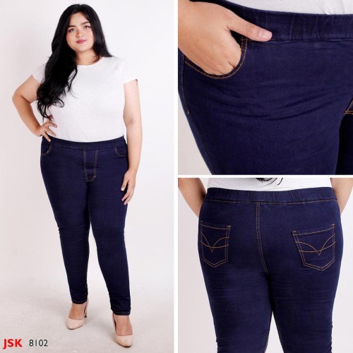 CELANA JEGGING JEANS POLOS JUMBO ADA KANTONG UKURAN XL DAN XXL STRECH LEGGING BIG SIZE CELANA PANJANG POLOS BISA COD TKM