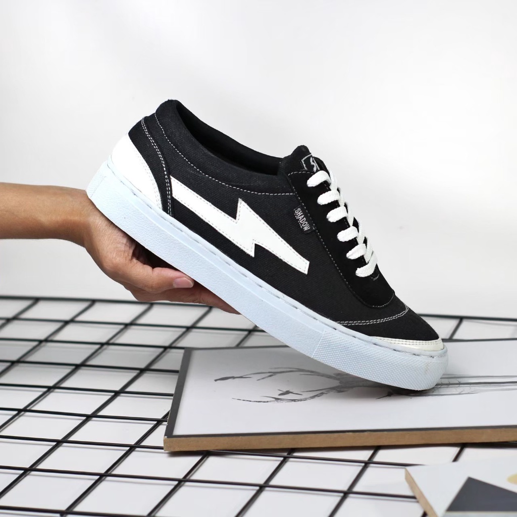 ENOZ X FLASH BLACK - Sepatu sneakers pria original kasual formal kerja kuliah sekolah sapatu cowok keren murah harga terjangkau