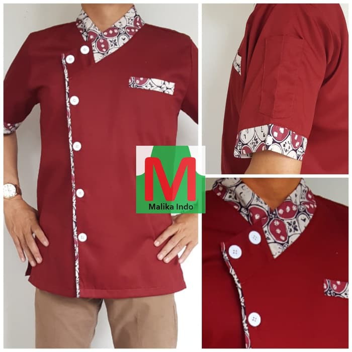 Baju Chef Kombi Batik Pria MARUN