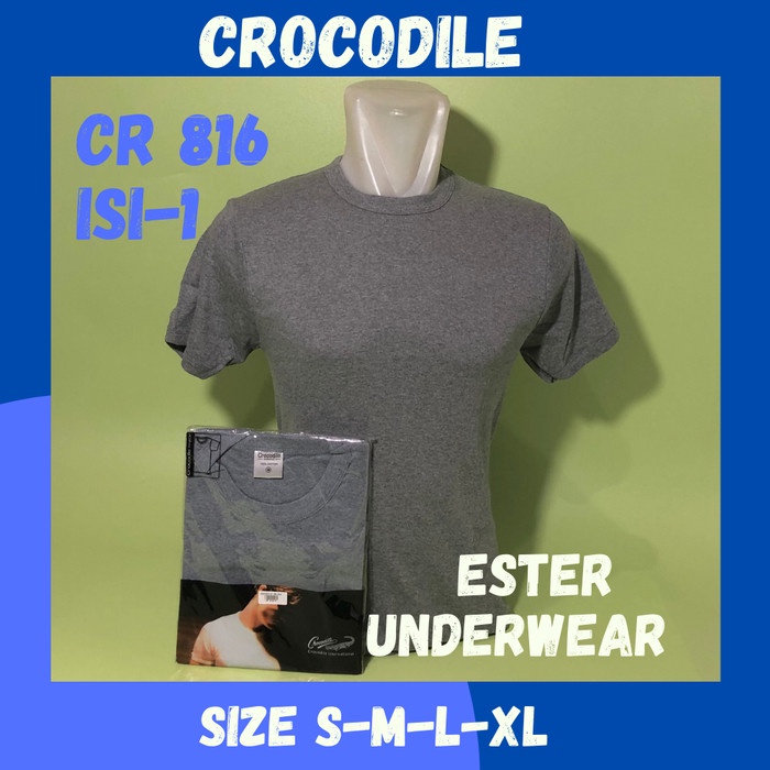 Kaos Dalam Pria CROCODILE O-NECK CR 816 GREY ISI 1PCS