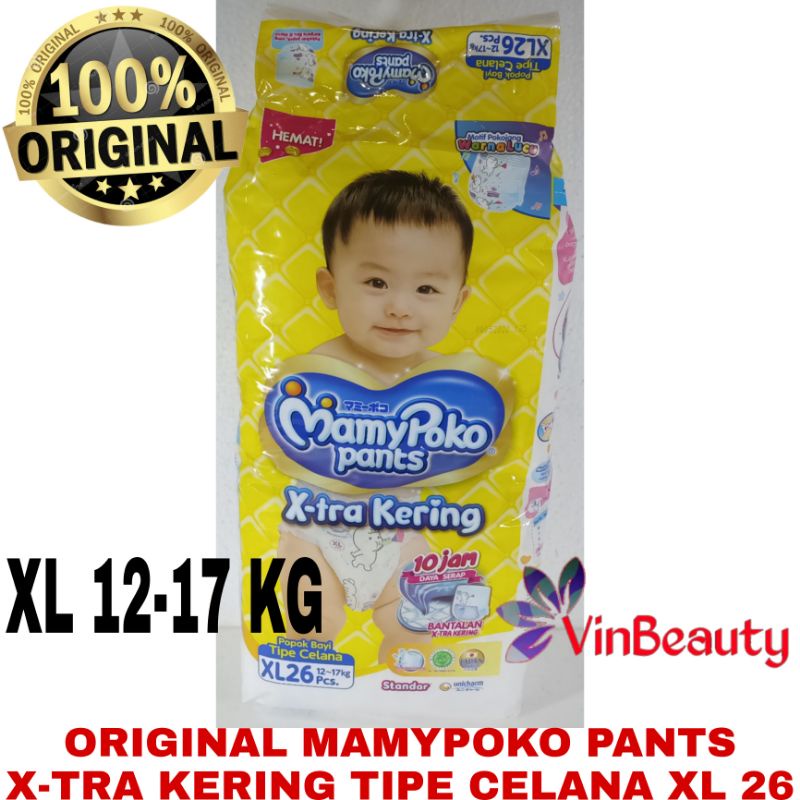 ORIGINAL PEMPERS MAMYPOKO PANTS XL 26 DIAPERS POPOK BAYI TIPE CELANA MAMY POKO