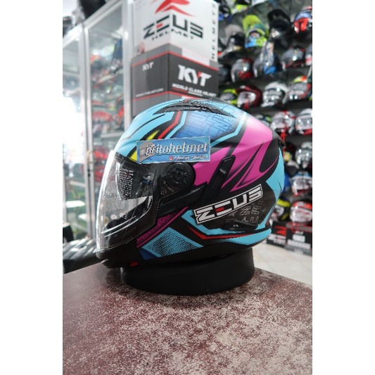 Zeus 613C Black Blue 2Visor Modular