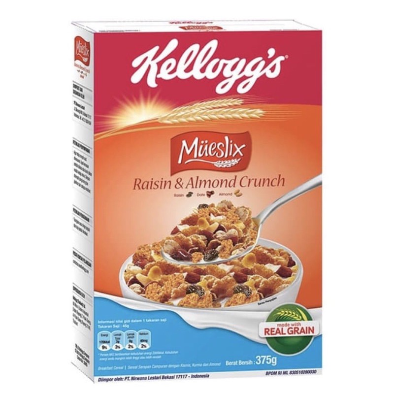 

kellogs mueslix raisin and almond crunch 375 gr