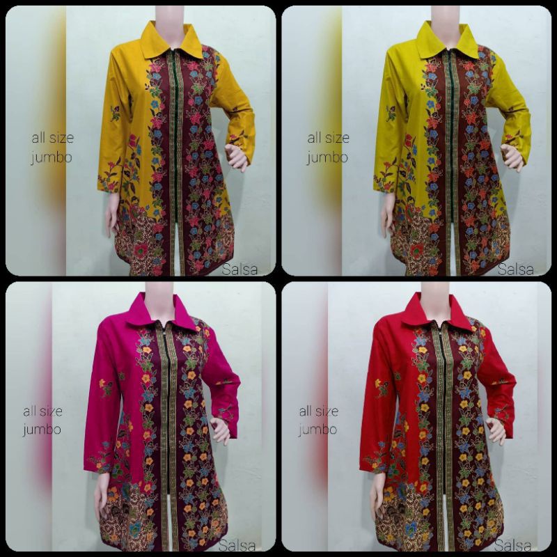 TUNIK BATIK MODERN EXCLUSIVE UNGGUL JAYA / ATASAN BATIK MODERN ZIPPER DEPAN