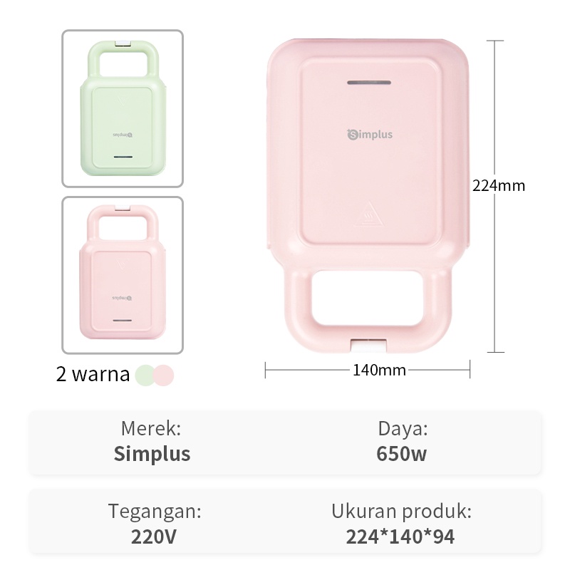 【COD】Sandwich Maker Multifungsi Sandwich Toaster Pemanggang Roti 650W Portabel