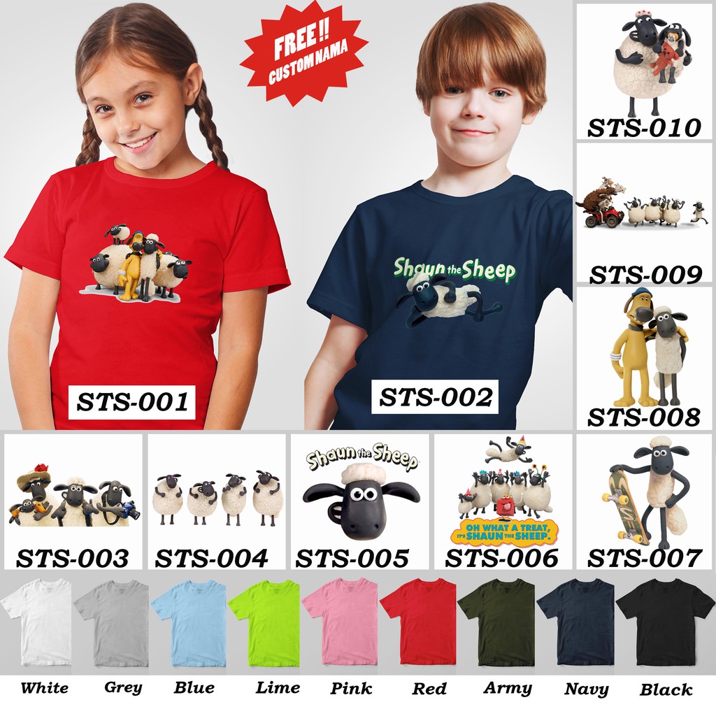 [FREE NAMA!!] Kaos Anak &amp; Family Shaun The Sheep 100% COTTON PREMIUM !!