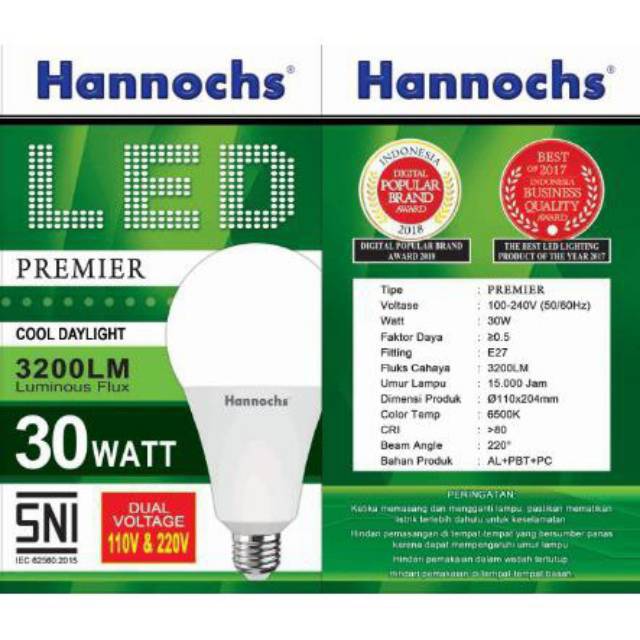 Lampu LED Premier Jumbo 30 Watt dan 40 Watt Hannochs