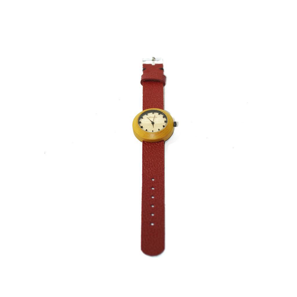 KARAFURU jam tangan kayu nangka bazel series pria / wanita / unisex strap kulit sapi