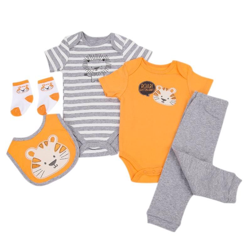 Kado Bayi Baru Lahir 5 In 1 Jumper Bodysuit Celemek Kaos Kaki Celana Bayi Newborn Lucu Adem