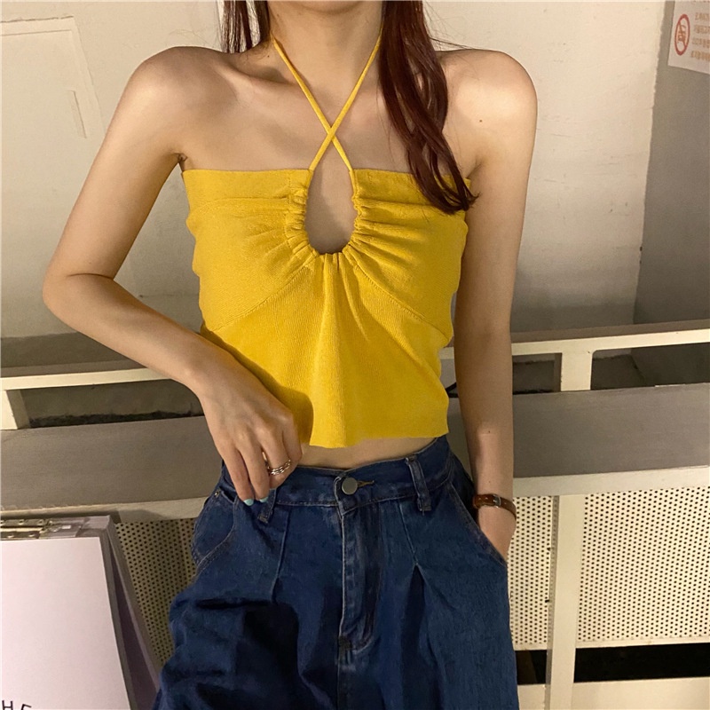 【 Bra Mall 】BM-212 Tanktop Desain LowCut Serut Beberapa Memakai Kamisol Wanita Slim Fit Croptop Pendek Top