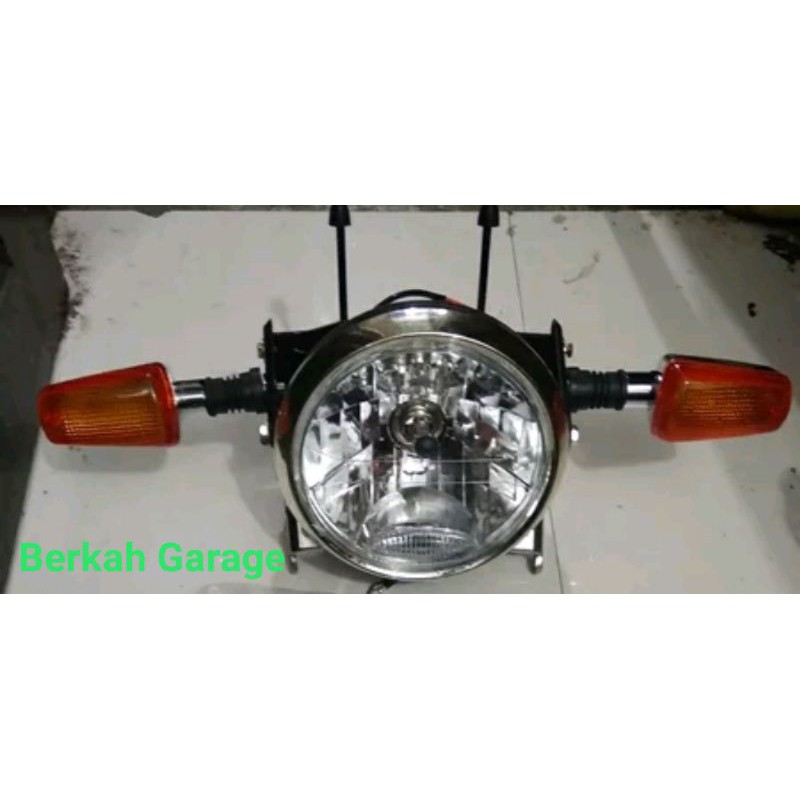 Headlamp Lampu Bulat 7 Inci Plus Breket Dan 2 Pcs Sen Non Ori Rx-King Scorpio Hrg