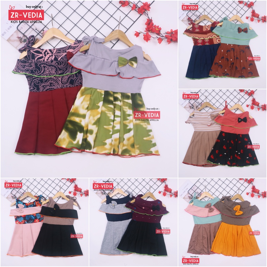 Dress Rachel uk Bayi - 5 Tahun / Baju Anak Perempuan Dres Sabrina Casual Gaun Pesta Daster Export kiosbalitaaprilia