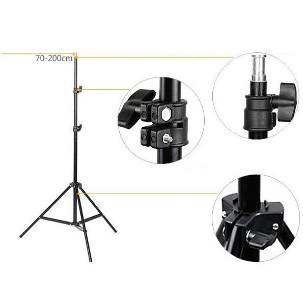 Portable Light Stand Tripod 3 Section 200cm For Studio Lightning