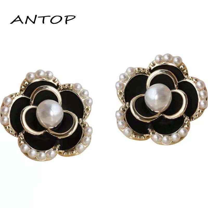 Anting Tusuk Bentuk Bunga Camellia Gaya Vintage