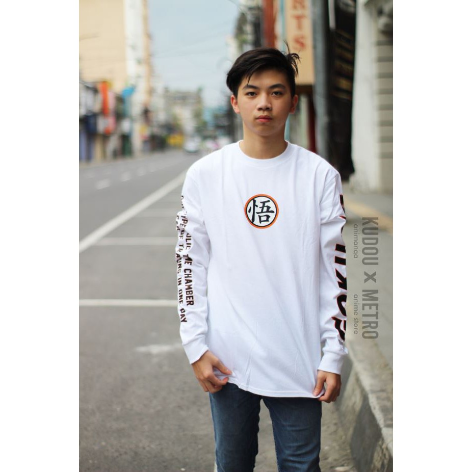 Longsleeve Karet Goku Dragonball  Super Hyperbolic Time Chamber White